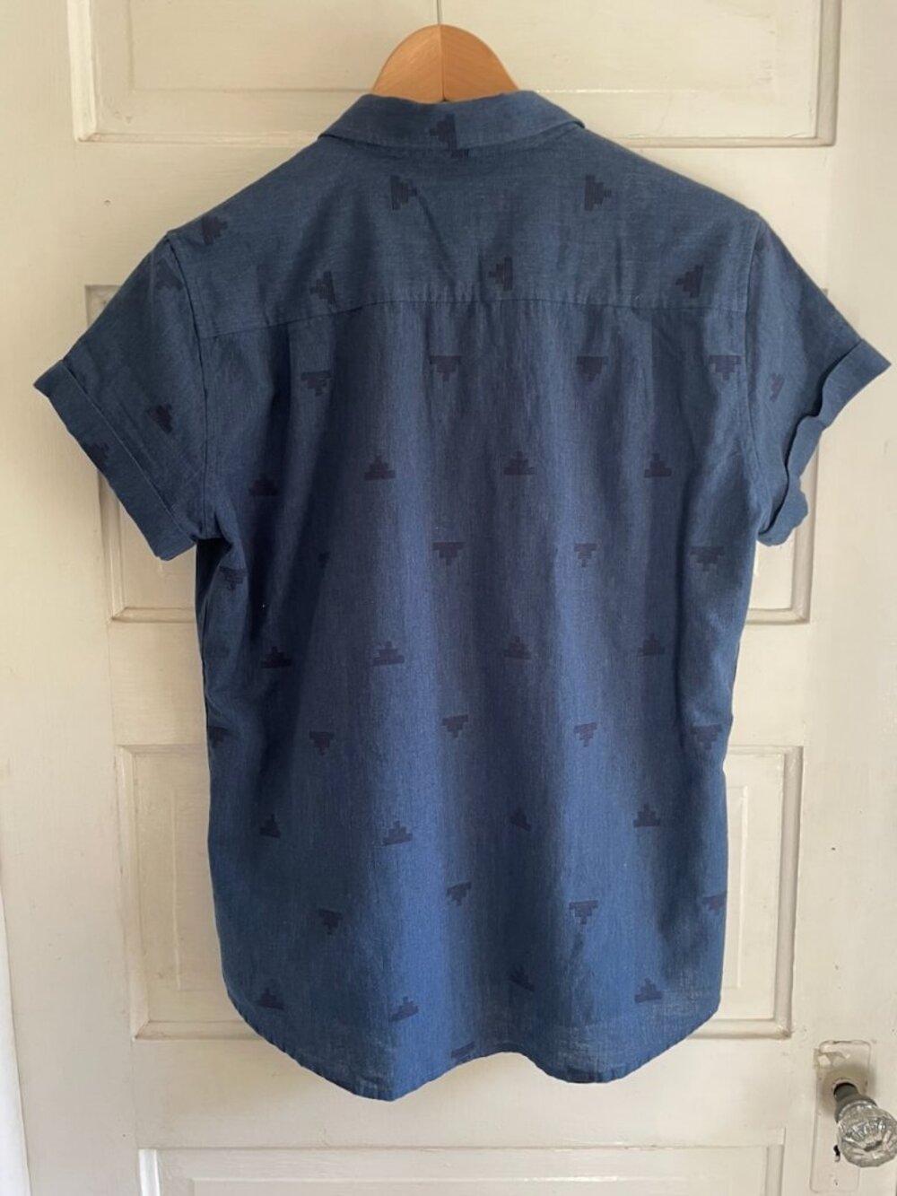 Bridge & Burn Blue & Black Bea Shirt Cotton Hemp Blend S - Picture 5 of 7
